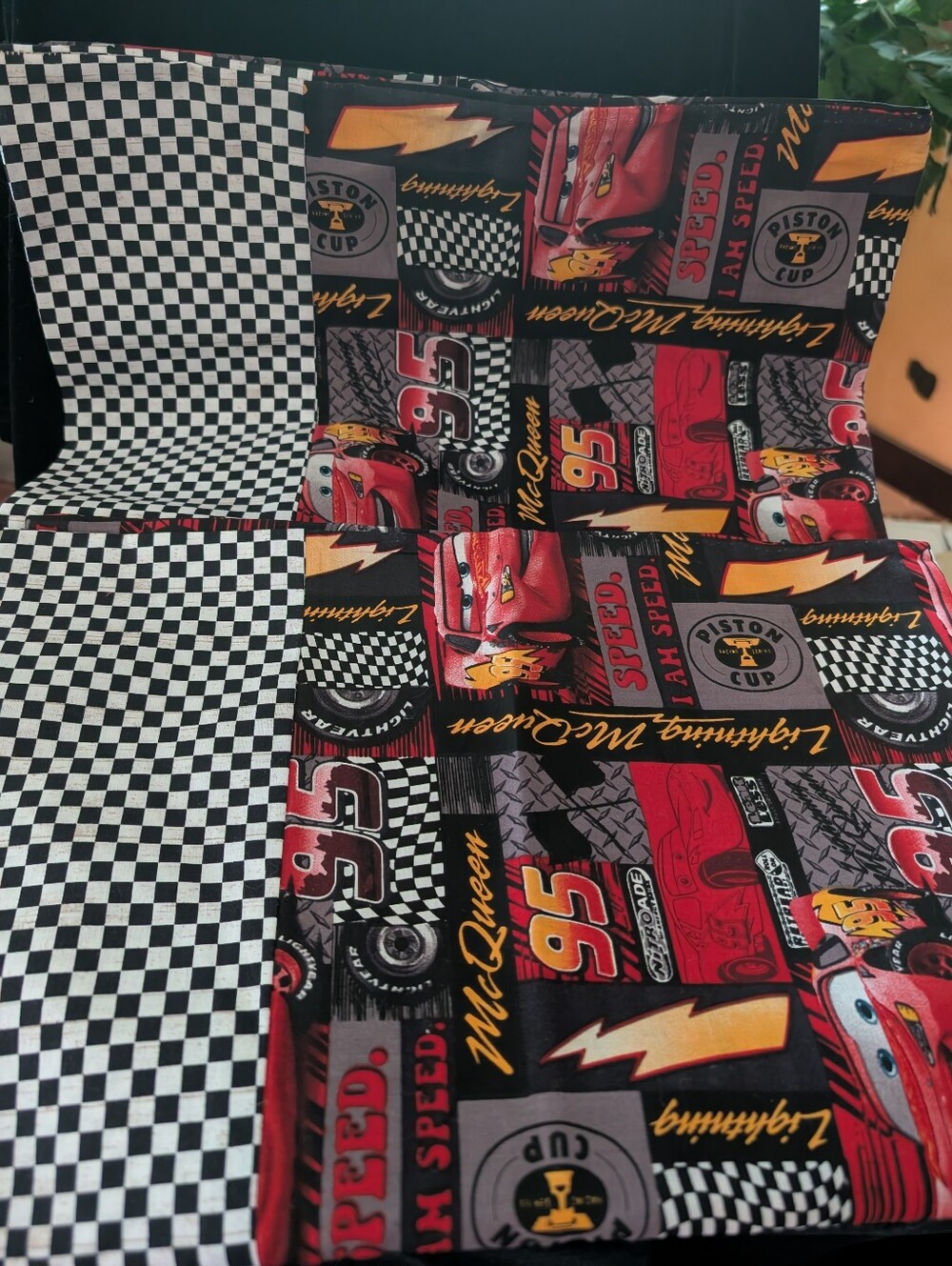 Hand Made Lightning McQueen Cars regula Size Pillow Cases - Red & Black New